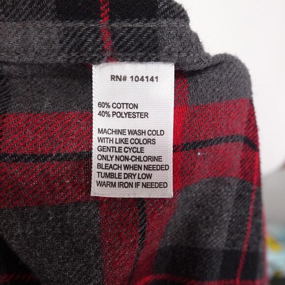 Field & Stream Shirt Mens Large Red Black Gray Plaid Flannel Button Down Pocket - Picture 7 of 8
